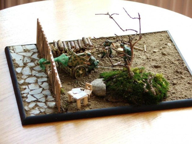 Zdjecia przedstawiające makietę Pak40 #Modelarstwo #Diorama #Pak40