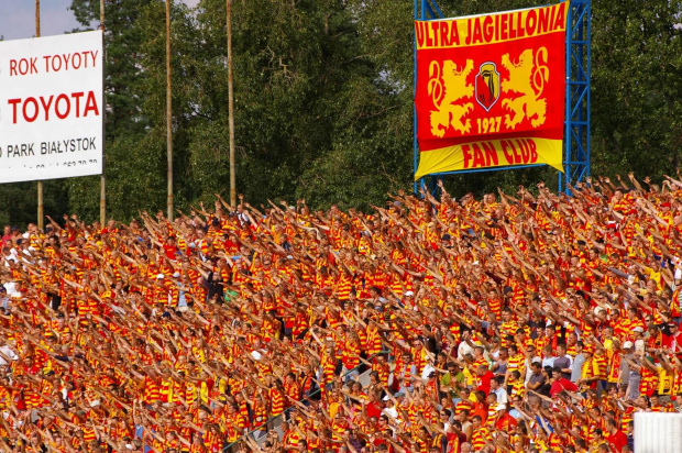 Mecz Jagiellonia Białystok - Polonia Bytom. Kibice Jagi.