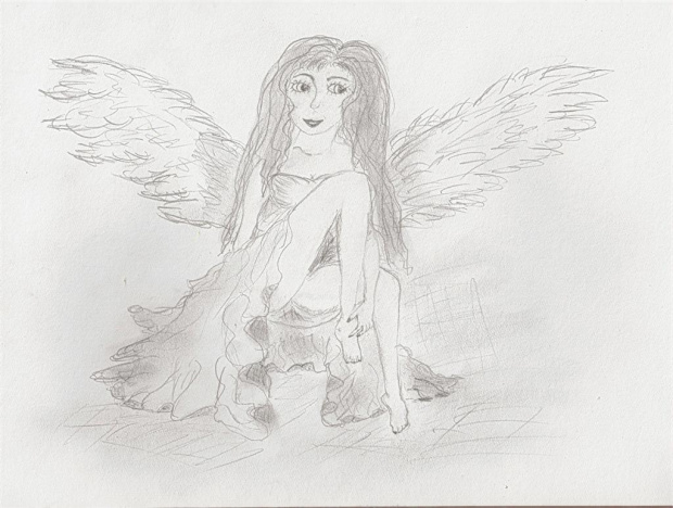 #anioł #kobieta #szkic #rysunek