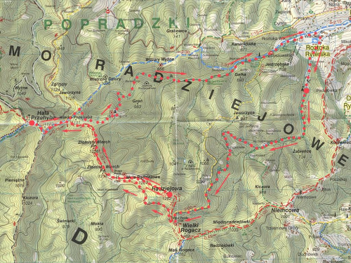 Mapka trasy Rytro - Radziejowa - Przehyba - Rytro #mapa #rower #góry #beskidy #BeskidSądecki #radziejowa #przehyba