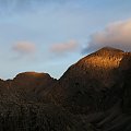 Dolomity, grupa Catinaccio (Rosengarten), "Złote Góry" o wschodzie słońca, Crepa da Lech #góry #mountain #Dolomity #Catinaccio #Rosengarten