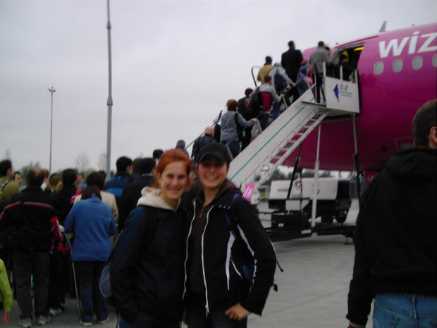 Nasz różowy samolot oraz Golia i ja-przed pierwszym lotem ;)
