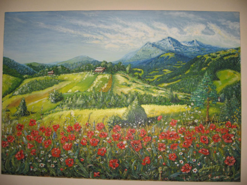 Góry z makami
( Obraz olejny- płótno 70x100 cm
2007r. )
(cena 300 zł + wysyłka)