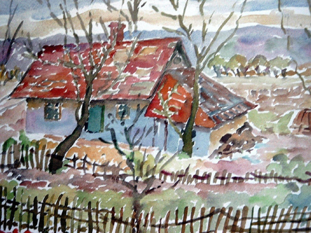 Krasiczyn. 1973 r. 23,5 x 33cm, mal. Stanislaw Szpineter