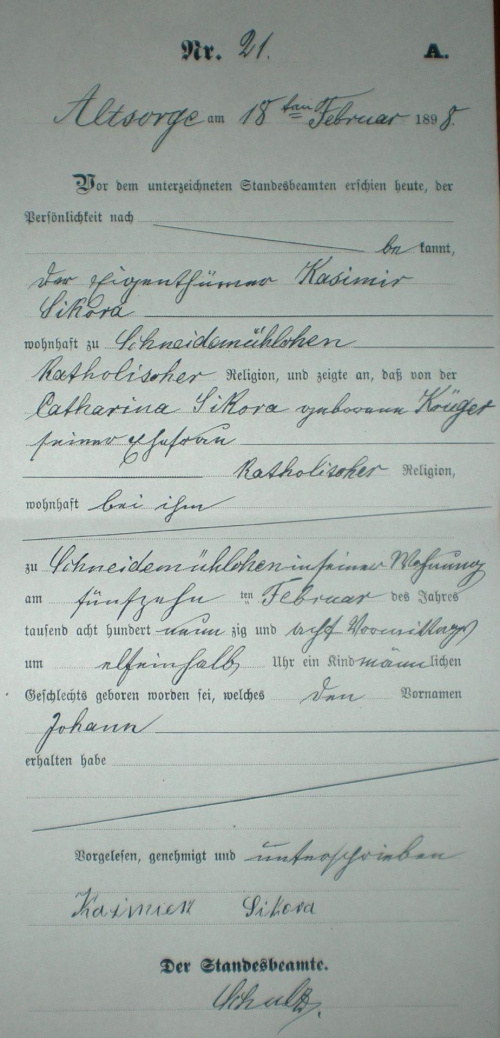 akt urodzenia USC Biankowo, pismo staroniemieckie rok 1898 #genealogia #metryka