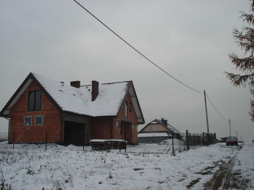 zimowy widok domku