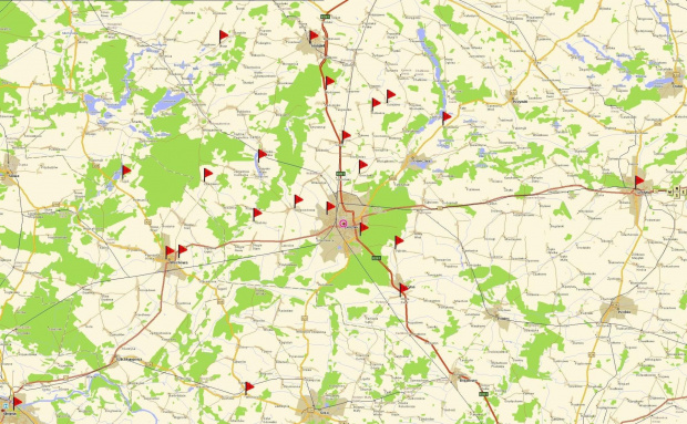 Mapa stacji w okolicy Leszna